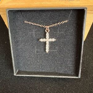 Elegant Rose Gold Cross Pendant Necklace